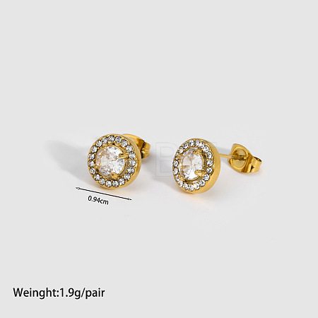 Fashionable 304 Stainless Steel Cubic Zirconia Stud Earrings TM2512-2-1