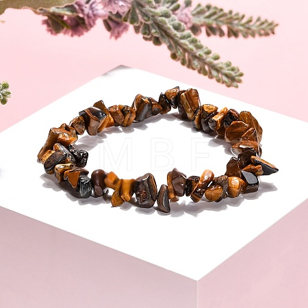 Tiger Eye Chips Stretch Bracelets BJEW-JB01308-02-1