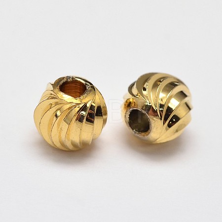 Rack Plating Brass Corrugated Round Spacer Beads KK-I600-4mm-G-RS-1