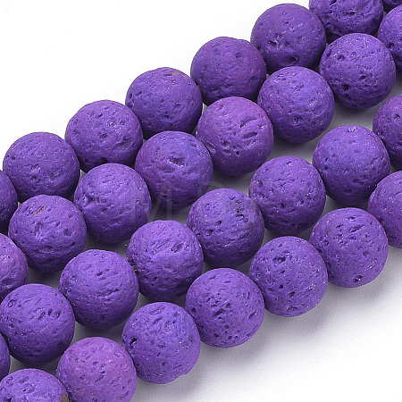Synthetic Lava Rock Beads Strands G-S277-8mm-06-1