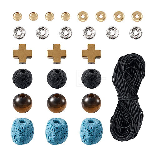 DIY Men's Gemstone Bracelet with Cross Making Kits DIY-CF0001-21-1