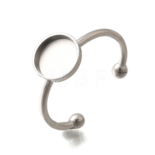 304 Stainless Steel Open Cuff Ring Components STAS-M057-01C-P-1