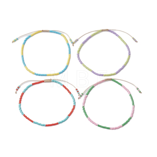 4Pcs 4 Colors Adjustable Glass Seed Beads Braided Bracelet Sets BJEW-JB10803-1