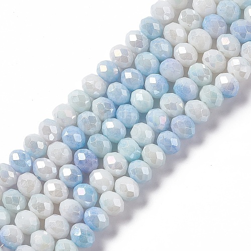 Faceted Electroplated Glass Beads Strands X-GLAA-C023-02A-1
