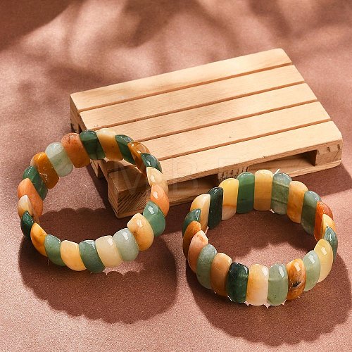 Natural Multi-Color Agate Beaded Stretch Bracelets for Women Men BJEW-M049-09B-1