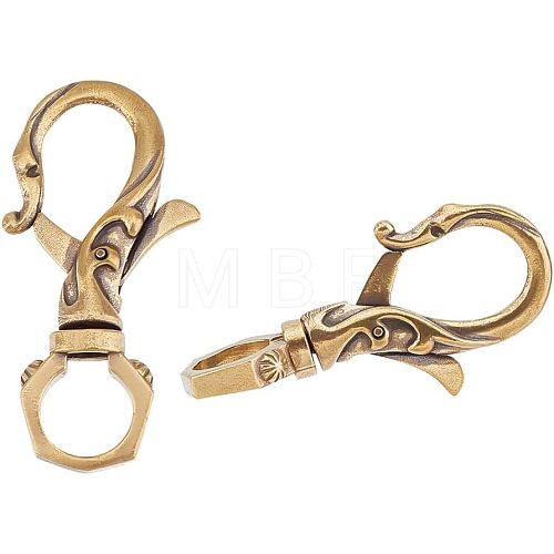 2Pcs Tibetan Style Brass Lobster Claw Clasp FIND-AR0002-51-1