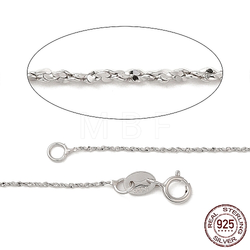 Anti-Tarnish Trendy Unisex Rhodium Plated 925 Sterling Silver Chain Necklaces STER-M034-B-19-1