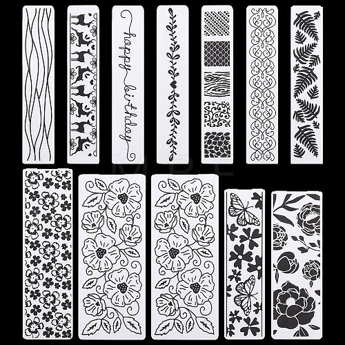 Globleland 12Pcs 12 Styles Transparent Plastic Embossing Template Folders AJEW-GL0002-19-1