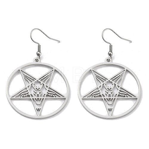 304 Stainless Steel Ring with Star Dangle Earrings for Women EJEW-R156-03P-1