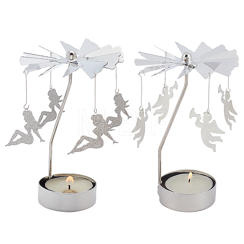 Gorgecraft 2 Sets 2 Style Stainless Steel Rotating Butterfly Tealight Candle Holder DJEW-GF0001-21-1