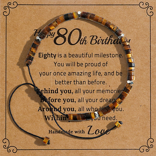 Vintage Beaded Tiger Eye Adjustable Bracelet with Card HM3299-8-1