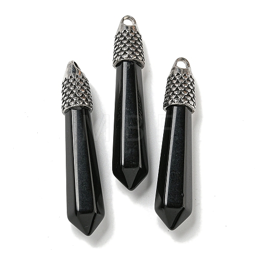 Natural Obsidian Pointed Big Pendants G-F766-02AS-09-1