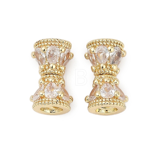 Brass Micro Pave Clear Cubic Zirconia Screw Clasps KK-H202-02A-G-1