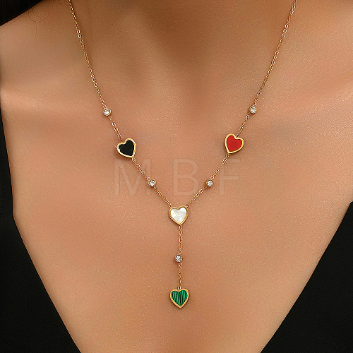 Fashionable Multicolor Brass & Resin Peach Heart Necklaces for Women LK8914-1