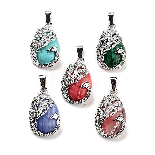 Synthetic Mixed Stone Teardrop Pendants G-G112-03P-1