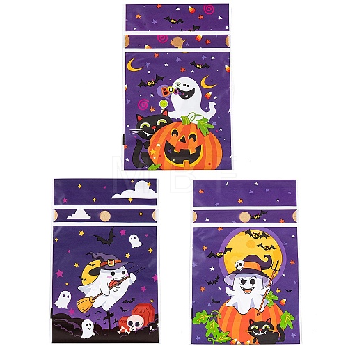 50Pcs Rectangle Halloween Candy Plastic Bags ABAG-U001-01D-1