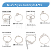 16Pcs 4 Style Brass Open Cuff Ring Components KK-CA0002-16-3