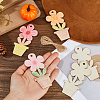 40Pcs Flower DIY Painting Materials Wood Pendants DIY-FH0010-96-3