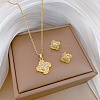 Brass Micro Pave Cubic Zirconia Pendant Necklace & Stud Earrings WG7AC39-89-1