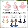 14Pcs 14 Style Swan Shape Cloth Sew on Patches PATC-HY0001-18-2
