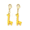 Giraffe Brass Enamel Pendant Decorations KK-B198-02G-1