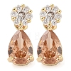 Rack Plating Brass Cubic Zirconia Stud Earrings EJEW-M090-09G-02-1