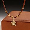 Alloy Crystal Rhinestone Star Pendant Faux Suede Cord Necklaces for Women WG50317-02-1