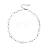 2Pcs 2 Styles Natural White Shell & Brass Moon Star Beaded Necklaces NJEW-JN05854-5