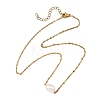 Natural Pearl Rice Pendant 304 Stainless Steel Satellite Chain Necklaces for Women NJEW-JN06149-01-2