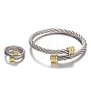 Titanium Steel Wire Twist Bangles & Cuff Rings Sets FS-WG3AC7D-01-5