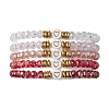 5Pcs Glass & Brass & Acrylic Beaded Stretch Bracelets Set BJEW-JB09677-02-1