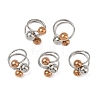 304 Stainless Steel Round Wrap Open Cuff Rings for Women Men RJEW-Q815-06G-M-1