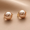 Brass & Plastic Pearl Hoop Earrings FS-WGC04E8-01-1