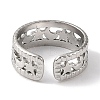 304 Stainless Steel Open Cuff Ring for Women RJEW-F166-13P-01-3