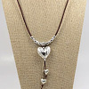 Boho Alloy Heart Pendant Leather Cord Necklaces for Women WG14524-01-3