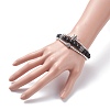 3Pcs 3 Style Round Synthetic Black Stone & Hematite Beaded Stretch Bracelets Set BJEW-JB07688-03-3