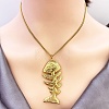 304 Stainless Steel Fish Bone Shaped Pendant Box Chain Necklaces for Women NJEW-L467-01G-1