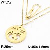 Mother's Day 304 Stainless Steel Hollow Out Flat Round with Word Mom & Baby Feet Pendant Necklaces WGD8F21-09-1