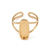 Real 18K Gold Plated 304 Stainless Steel Cuff Ring Components STAS-A191-12D-G-2