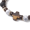 4Pcs 4 Styles Synthetic Howlite & Hematite Natural Lava Rock & Coconut Beads Stretch Bracelets BJEW-JB13448-5