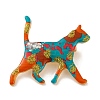 Golden Tone Alloy Enamel Glitter Cat Brooch for Women JEWB-M043-16A-G-1