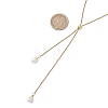 Adjustable Natural Pearl Rice Pendant 304 Stainless Steel Box Chain Lariat Necklaces NJEW-JN05948-3