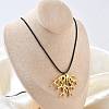 Summer Beach 304 Stainless Steel Coral Shape Pendant Adjustable Black Waxed Cord Necklaces for Women SA-CBAFEB5-04G-3