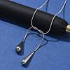 304 Stainless Steel Snake Chain Lariat Necklaces with Teardrop Ends NJEW-D300-02G-3