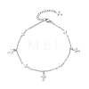 3Pcs 3 Styles 304 Stainless Steel Cross Link Chain Anklets AJEW-AN00739-4