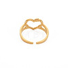 Ion Plating(IP) 304 Stainless Steel Open Heart Cuff Ring for Women RJEW-S405-207G-2