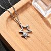 304 Stainless Steel Crystal Rhinestone Double Star Pendant Cable Chain Necklaces NJEW-Z056-02A-P-2