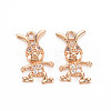 Rack Plating Brass Micro Pave Clear Cubic Zirconia Pendants KK-T060-21-RS-2