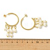 Round with C-Shaped Natural Pearl & 304 Stainless Steel Tassel Chandelier Earrings EJEW-JE07025-5