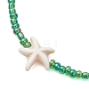 12Pcs 12 Colors Summer Beach Dyed Synthetic Turquoise Starfish with Glass Beaded Anklets AJEW-AN00778-4
